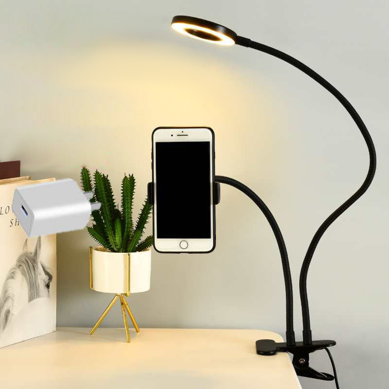 Stand Lighting Photography - Universeller flexibler Handyhalter mit Selfie-Ringlicht, Büro-Lazy-Halterung,