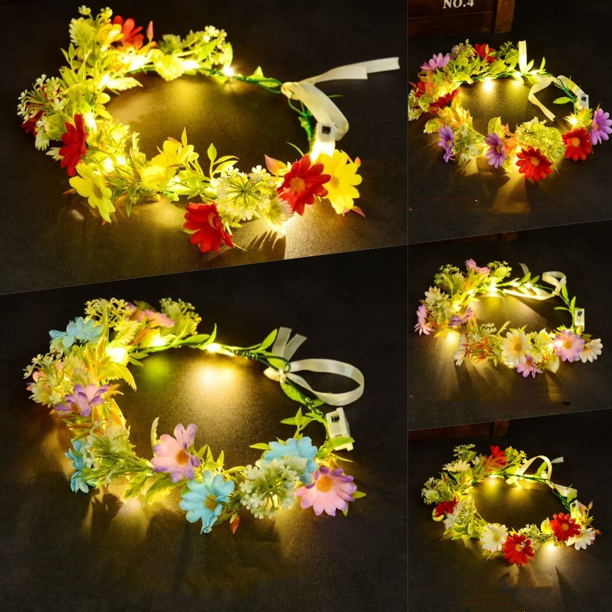 Photography Lighting Equipment - LED-Leuchtblumenkranz-Stirnband, leuchtender Blumenkranz-Kopfschmuck für Kinder und