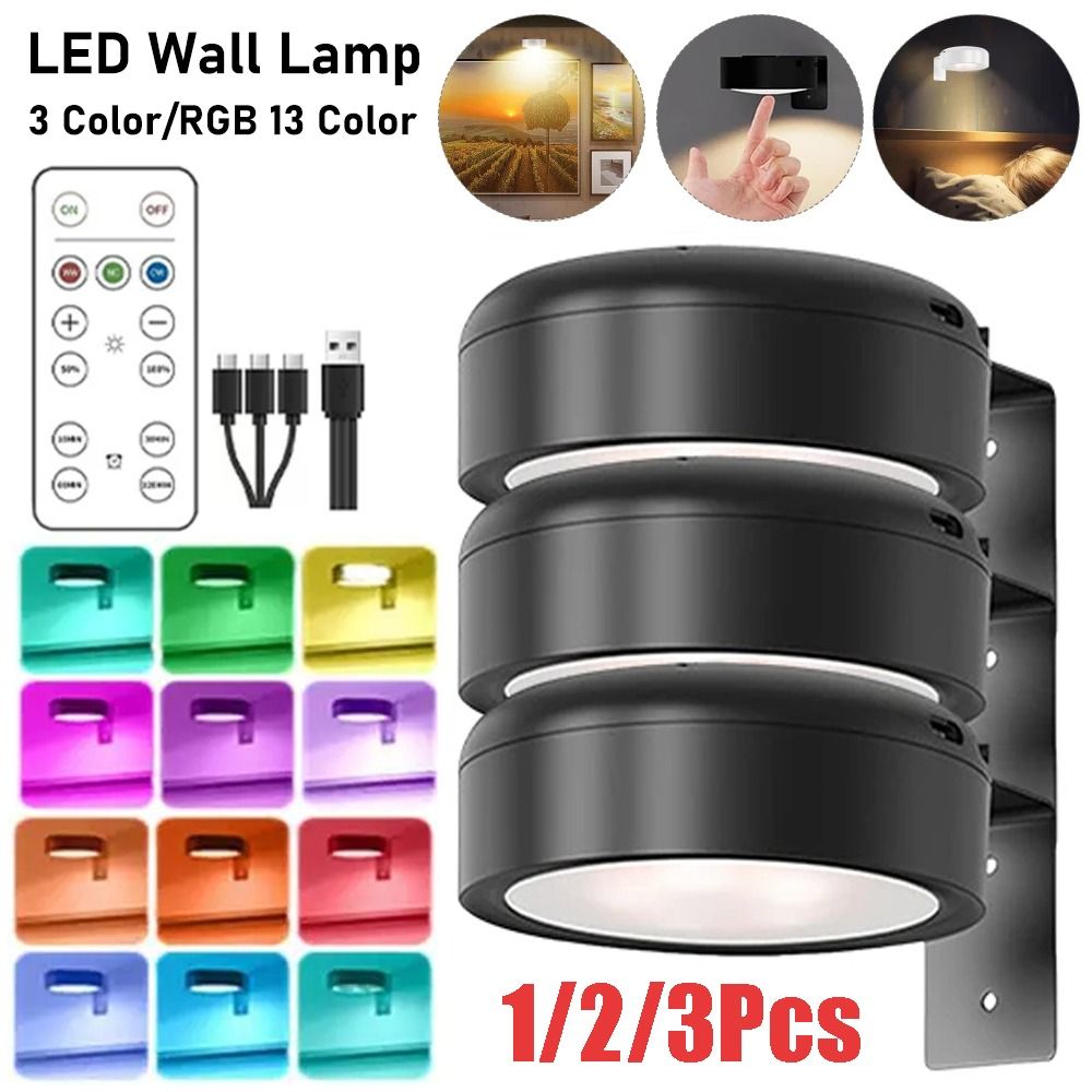 Photography Lighting Wall - 1/2/3 Stück wandmontiertes magnetisches LED-Licht, wiederaufladbar,