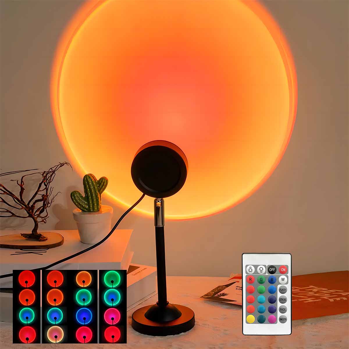 Photography Lighting Wall - Sonnenuntergang-Projektionslicht mit Fernbedienung, 16 Farben, Ambiente-Nachtlicht,