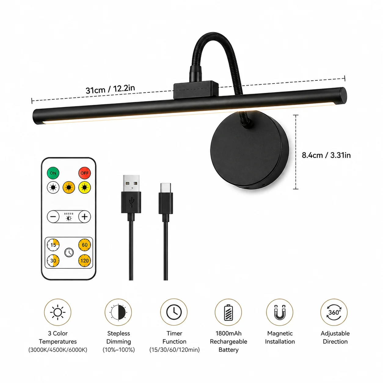 LED Kabellose Bildleuchte mit  – Photography Lighting Wall Bewertung und Preis